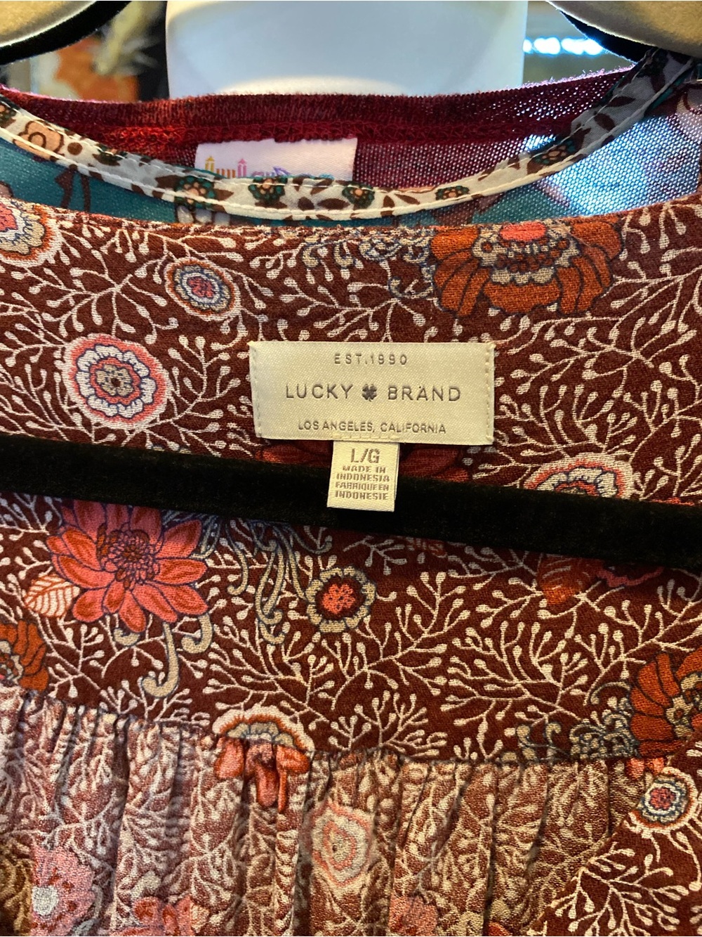 Lucky Brand Rust and Brown Floral Button-Front Blouse - Picture 2 of 2